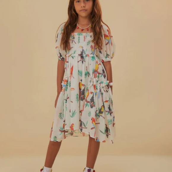 FARM Rio Other - Farm rio / Pink Stitched Birds Kids Dress